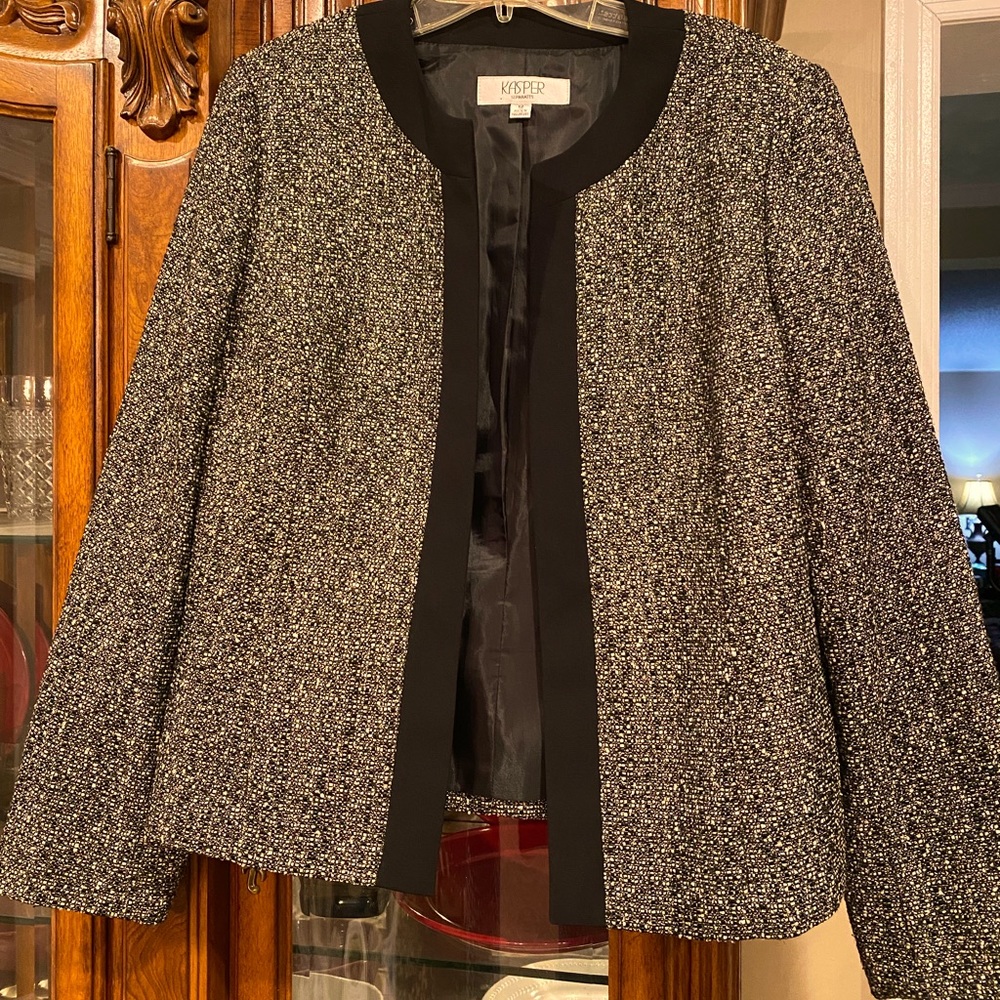 Kasper size 12 Jacket only. Black with metallic gold thread EUC